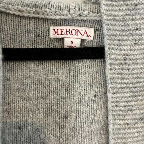 Merona Size Small Hooded Gray Cable knit Sweater Cardigan Long with Pockets - Picture 2 of 3